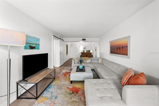 living room with hardwood / wood-style floors