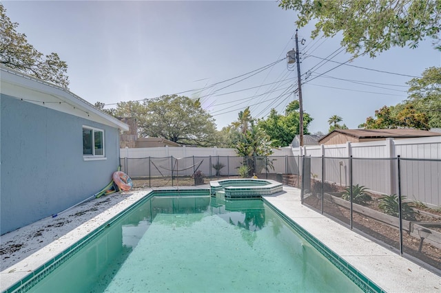 view of pool with an in ground hot tub and central air condition unit