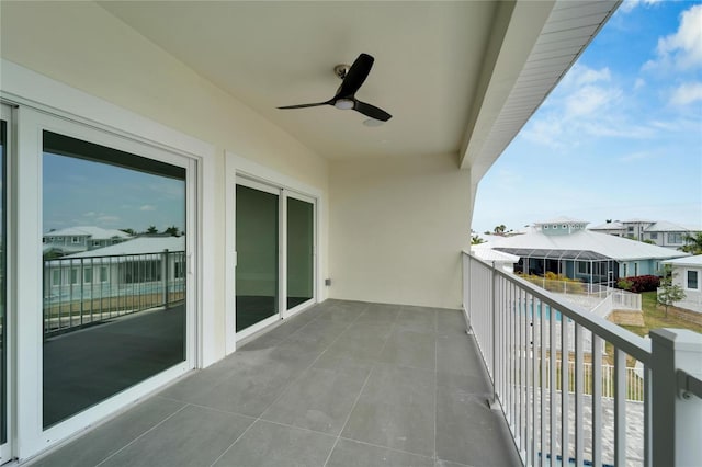 balcony with ceiling fan