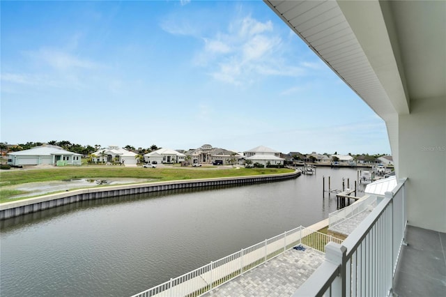 water view with a boat dock