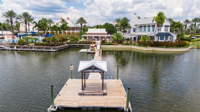 dock area featuring a water view