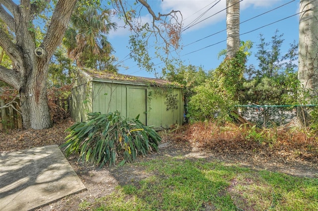 view of yard with a storage unit