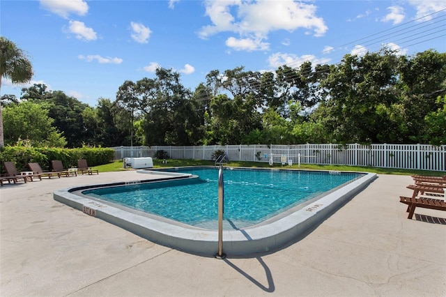 view of pool featuring a patio