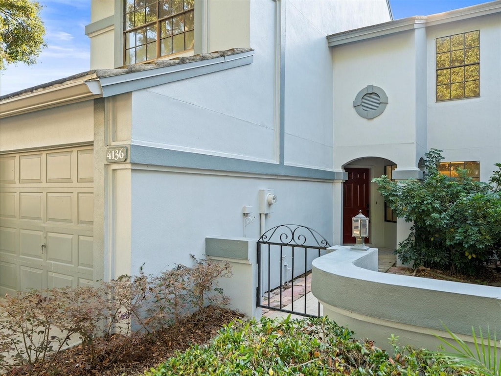 exterior space featuring a garage