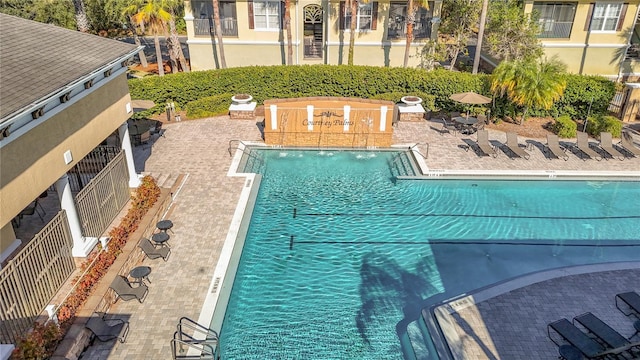 view of pool featuring a patio area