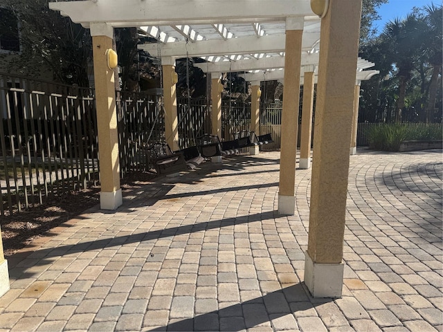 view of patio / terrace featuring a pergola