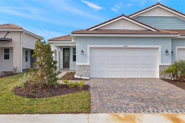 view of front of house with a garage