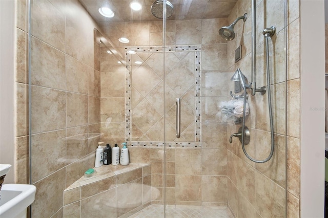 bathroom with an enclosed shower