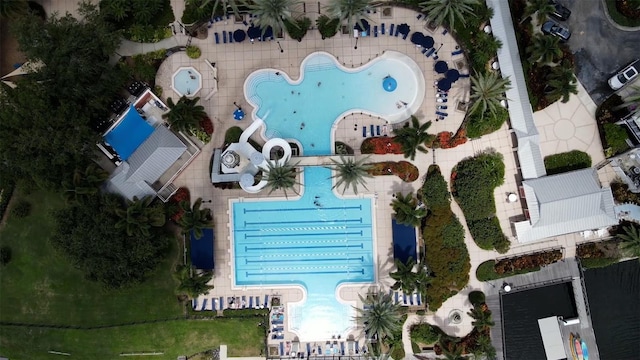 5314 Golden Isles Dr, Apollo Beach, FL 33572 - drone / aerial view of a pool area