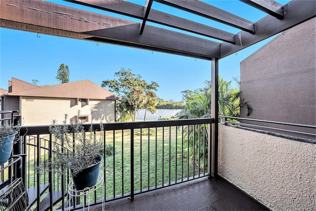 balcony with a water view