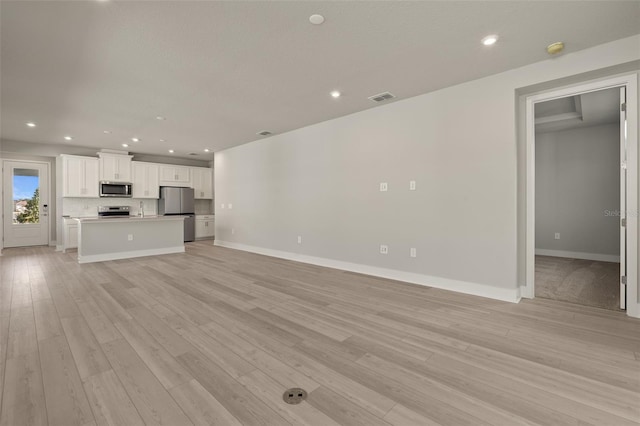 unfurnished living room featuring light hardwood / wood-style floors