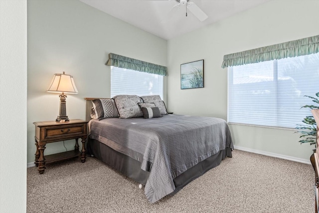 bedroom with carpet floors and ceiling fan