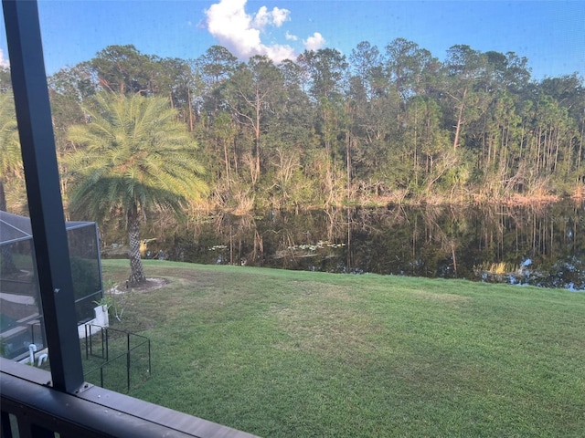 view of yard featuring a water view