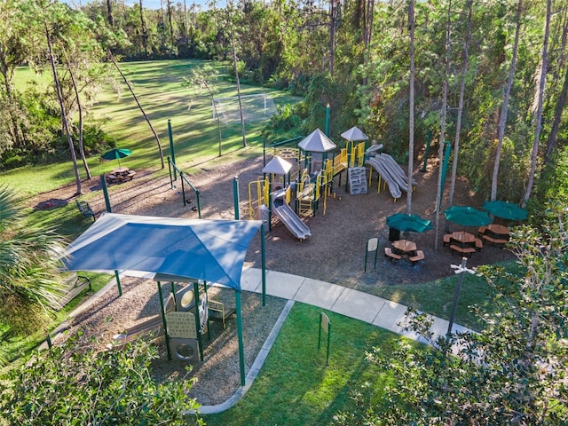 view of play area with a lawn