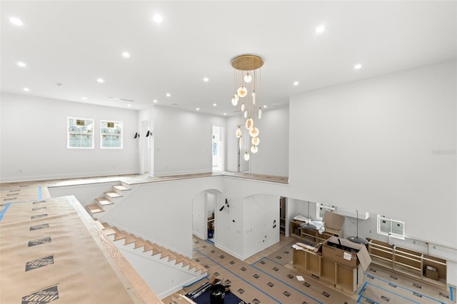 interior space with decorative light fixtures