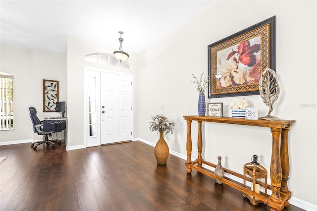 foyer featuring dark hardwood / wood-style floors