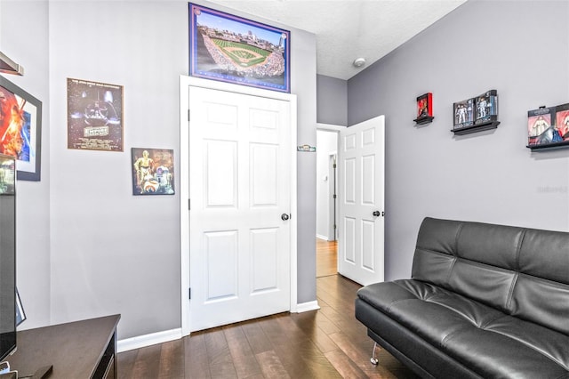 living area featuring dark hardwood / wood-style flooring