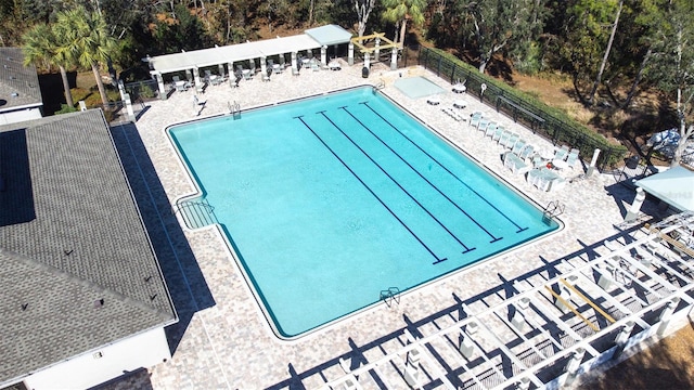 view of swimming pool featuring a patio