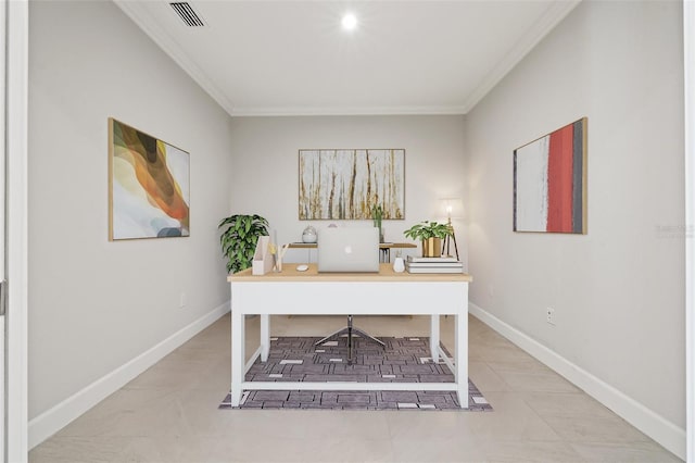 office featuring crown molding