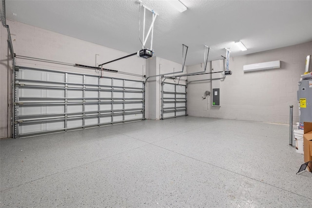1532 Gopher Loop, Tarpon Springs, FL 34689 - garage with electric panel, a garage door opener, and concrete block wall