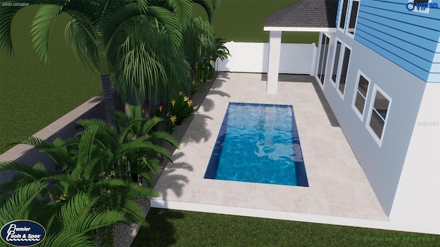 view of swimming pool featuring a patio