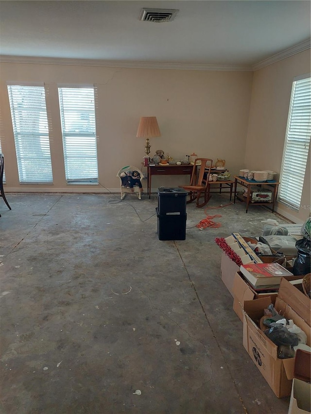 miscellaneous room with ornamental molding