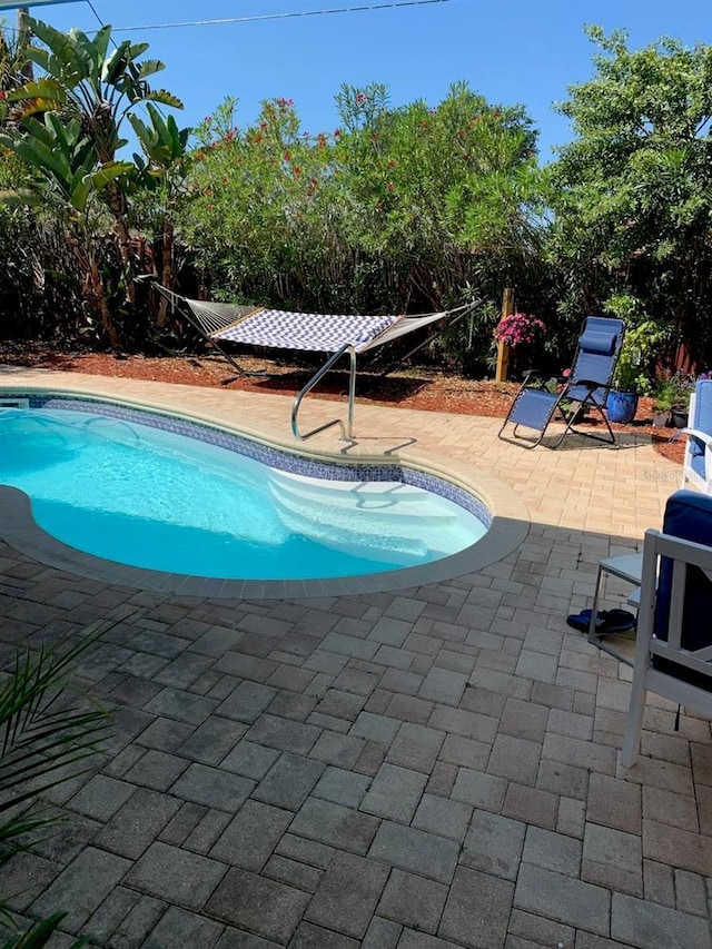 view of swimming pool featuring a patio