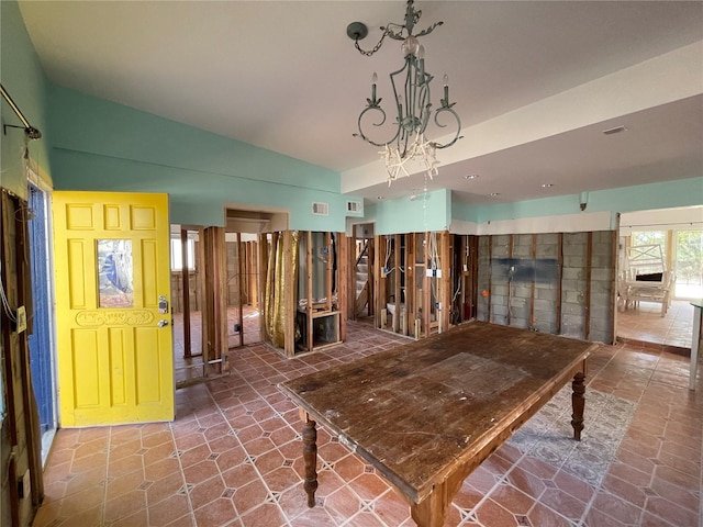 dining space with a fireplace