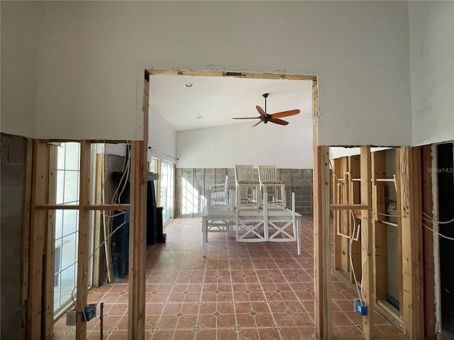 interior space with high vaulted ceiling