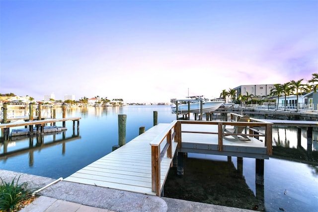 view of dock featuring a water view