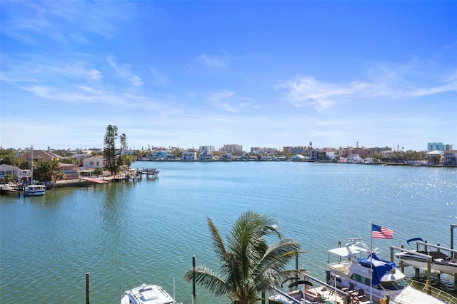 property view of water featuring a dock