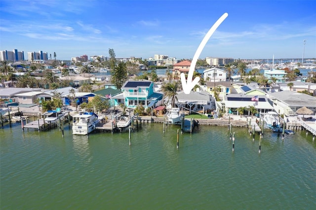 bird's eye view featuring a water view