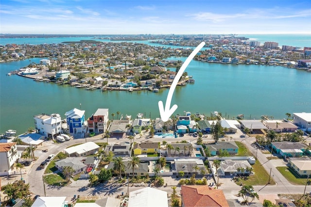 353 144th Ave, Madeira Beach, FL 33708 - aerial view of residential area with a large body of water