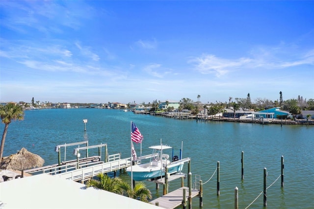 view of dock featuring a water view