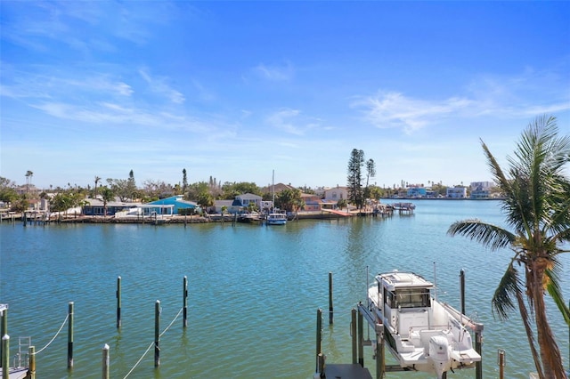 property view of water with a boat dock