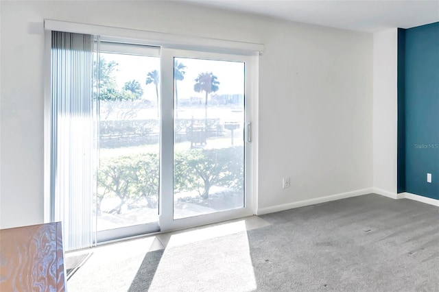 interior space with carpet and baseboards