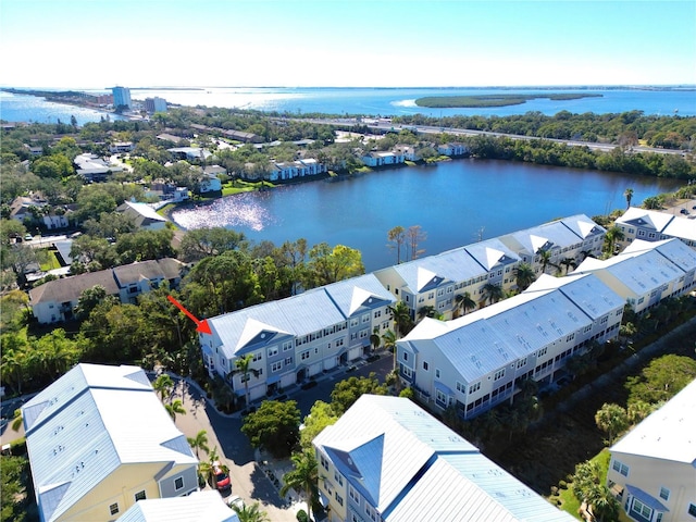 bird's eye view featuring a water view