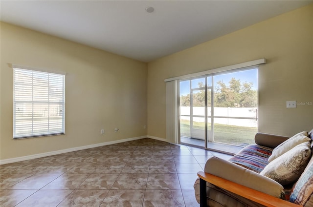 living room featuring light tile patterned floors