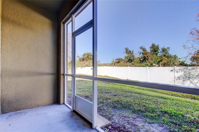 view of unfurnished sunroom