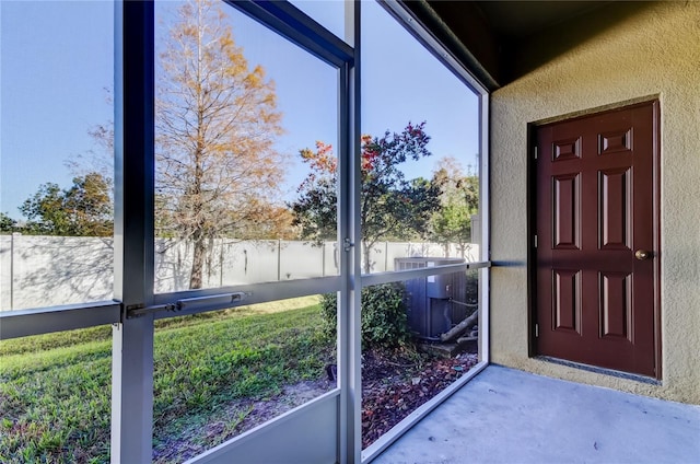 view of unfurnished sunroom