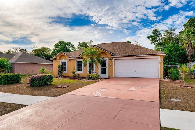 single story home with a garage