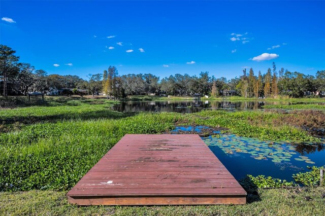 view of dock featuring a water view