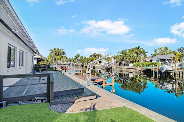 view of dock featuring a water view