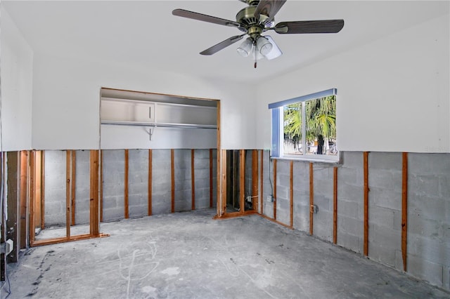 interior space with a closet and ceiling fan