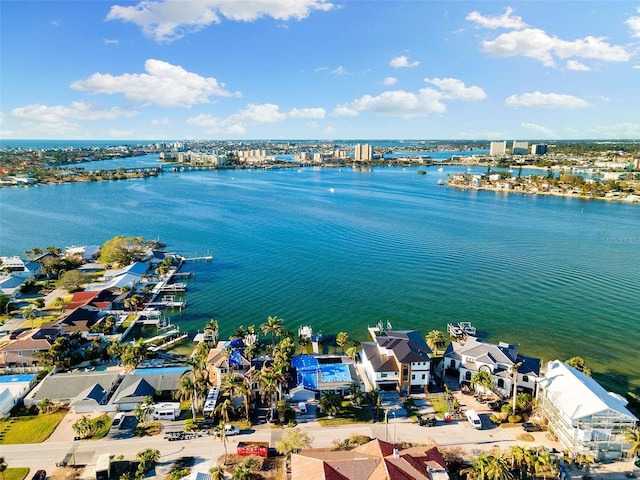 bird's eye view featuring a water view