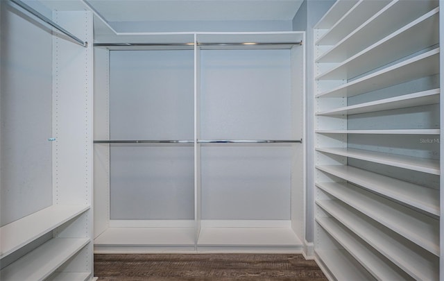 walk in closet featuring dark hardwood / wood-style floors