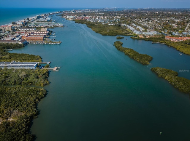 bird's eye view featuring a water view