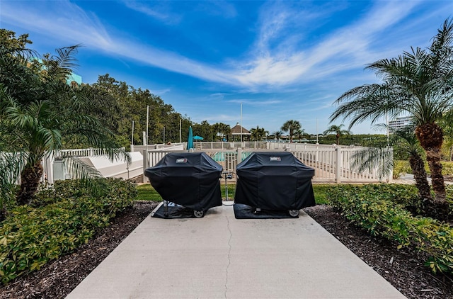 view of patio with area for grilling