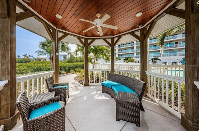 view of patio / terrace featuring ceiling fan