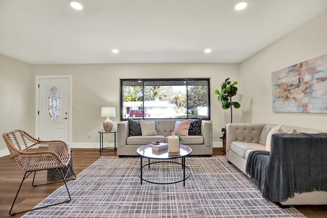 living room with hardwood / wood-style flooring